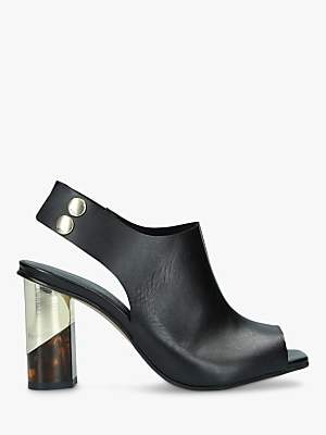 Kurt Geiger Suki 90 Block Heel Peep Toe Sandals, Black Leather