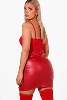 Thumbnail for your product : boohoo Plus Eyelet Lace Up PU Skirt