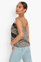 Thumbnail for your product : boohoo Leopard Print Lace Trim Cami Top