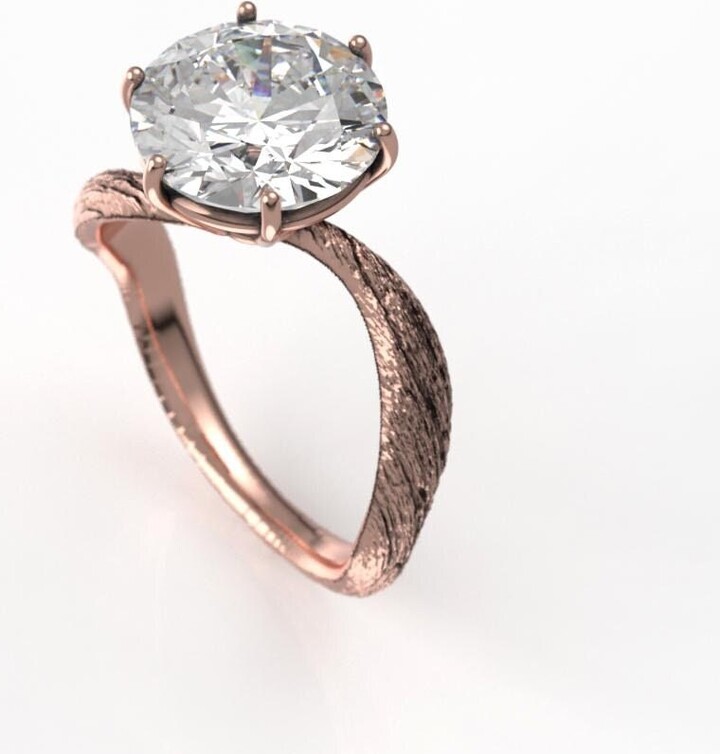 Etsy Rose Gold Koa Solitaire Engagement Ring With 3 Carat Moissanite - Nature Inspired Wedding