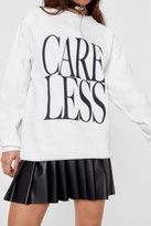 Thumbnail for your product : Nasty Gal Womens Petite Care Less Oversized Graphic Sweatshirt - White - 4/6
