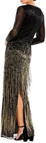 Thumbnail for your product : Mac Duggal Ombre Sequin Fringe Long-Sleeve Gown