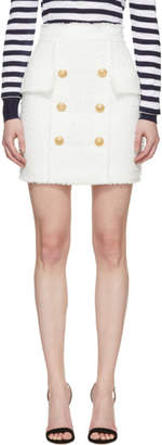Balmain Ivory Eight-Button Miniskirt