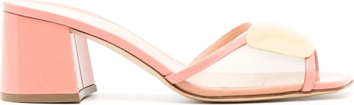 Rupert Sanderson Rounded-Plaque Mid-Heel Sandals