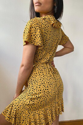 boohoo Dalmatian Print Ruffle Tea Dress