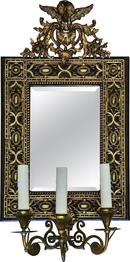 1stDibs 19th Century Victorian Era Gilt Bronze Mounted Mirror Wall Sconce Lamp