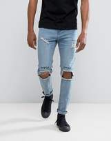 Thumbnail for your product : Roadies Of 66 Stone Wash Skinny Jeans With Blown Out Knees And Embroidery