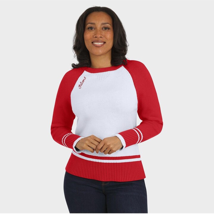 Wear by Erin Andrews Women's White/Red Atlanta Falcons Color Block Raglan Sweater - White, Red