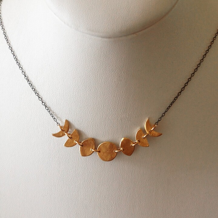 Etsy Mini Moon Phase Necklace in Bronze & Sterling