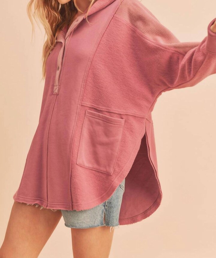 AEMI + CO Corduroy Contrast Pullover In Berry