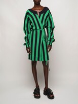 Thumbnail for your product : Bottega Veneta Striped Linen Blend Rib Knit Wrap Dress