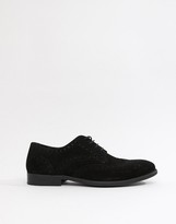 Thumbnail for your product : ASOS DESIGN DESIGN Wide Fit derby brogue shoes in black suede