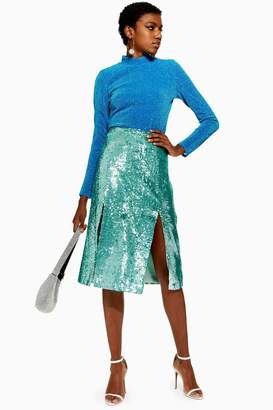 Topshop Sequin Midi Skirt