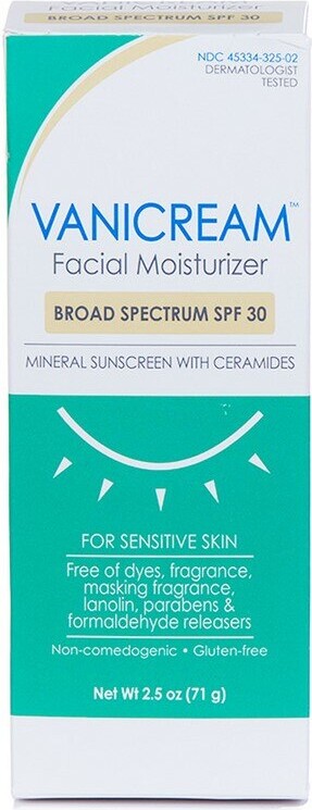 Vanicream Facial Moisturizer for Sensitive Skin, SPF 30, 2.5 oz