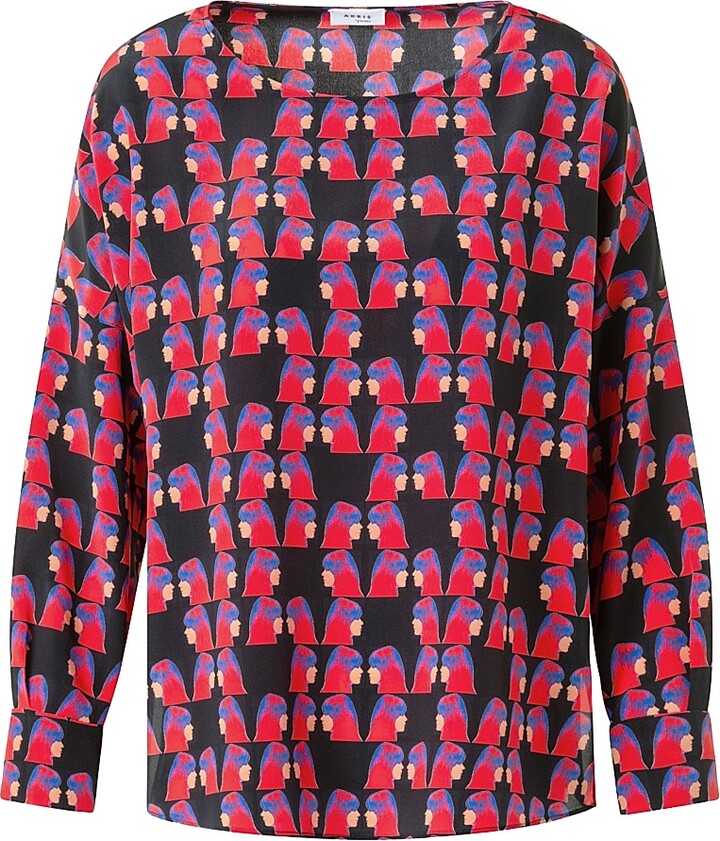 Akris Punto Women's Françoise Hardy Print Blouse - Black Multicolor - Size 2