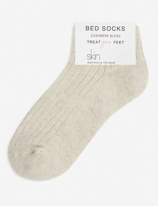Skin Ribbed cashmere-blend bed socks