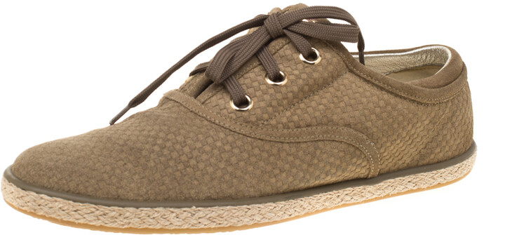 Louis Vuitton Green Suede Petit Damier Espadrilles Sneakers Size 38