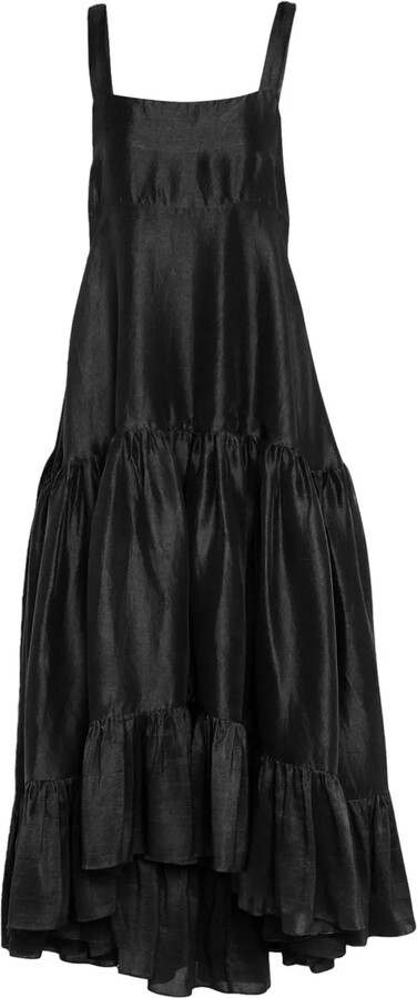 Azeeza Griffon pleated silk maxi dress