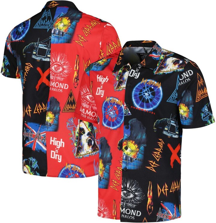 Reason Men's and Women's Black, Red Def Leppard All-Over Print Woven Button-Up Shirt - Black, Red