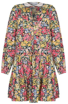 Warehouse Floral Long Sleeve Mini Dress
