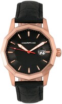 Thumbnail for your product : Morphic M56 Series, Rose Gold Case, Black Leather Band Watch w/Date, 42mm
