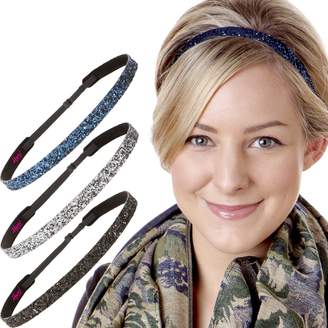 Hipsy Women's NO SLIP Skinny Bling Glitter Headband Multi 3pk