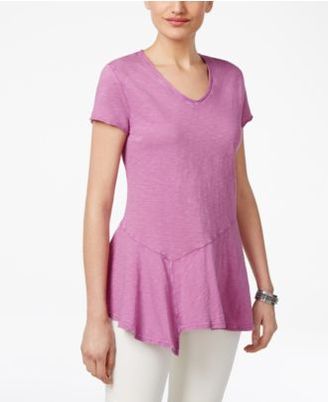 Style&Co. Style & Co Cotton Asymmetrical-Hem Top, Only at Macy's