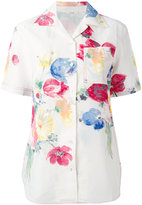 Céline - floral print short sleeve shirt with pocket - women - Lin/Viscose - 36