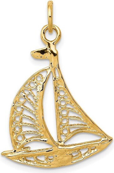 Black Bow Jewelry Co. BlackBowJewelry14kYellowGoldCutoutSailboatPendant