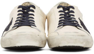 Golden Goose SSENSE Exclusive White and Navy Superstar Sneakers