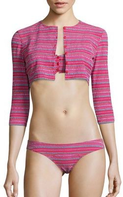 Lisa Marie Fernandez Three-Piece Genevieve Bikini Top, Bottom & Cardigan Set