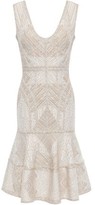 Thumbnail for your product : Herve Leger Tiered Metallic Jacquard-knit Dress