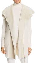 Thumbnail for your product : Lafayette 148 New York Shearling Collar Ribbed Cashmere Vest