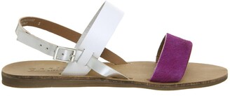 Office Honey Sling Back Sandals Purple Pony With White Silver Mix