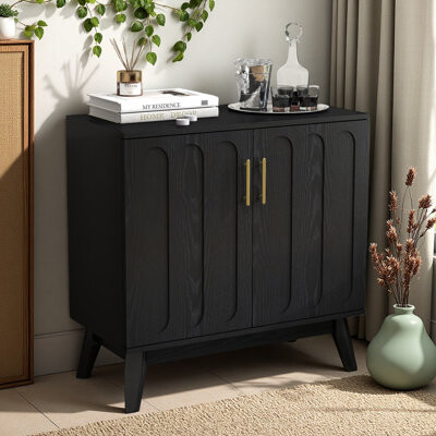 George Oliver Mid Century Modern Fluted Sideboard Cabinet With Adjustable Shelves & Solid Wood Legs Buffet Cabinet With Storage