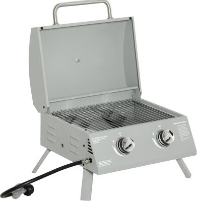 Crafted Palm Portable Tabletop 2 Bbq Grill. Grey. Foldable Legs For Portability. For Camping Picnic Backyard. Lid Thermometer Grease Tray. 21.75\
