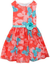 Thumbnail for your product : Rare Editions 2T-6X Butterfly Printed Chiffon Dress with Cardigan
