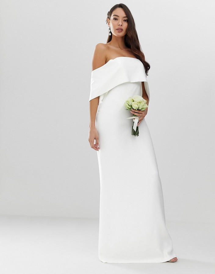 asos edition embroidered flutter sleeve wedding dress