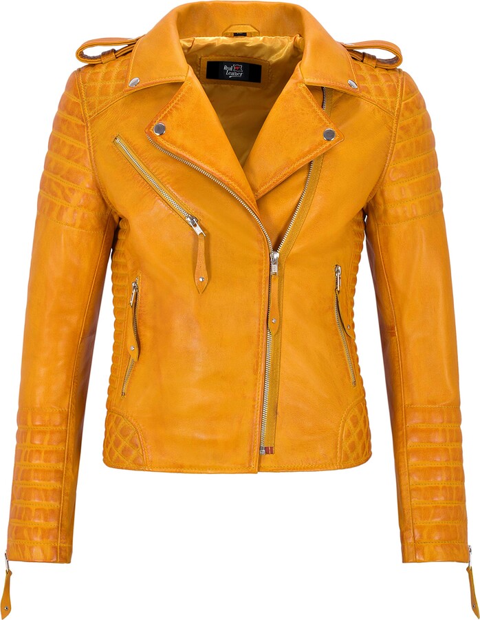 Carrie CH Hoxton Ladies Leather Jacket Classic Fashion Biker Style Real
