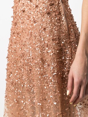 Elisabetta Franchi Sequin-Embellished Sheer Gown