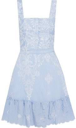 Nicholas Embroidered Striped Broderie Anglaise Mini Dress