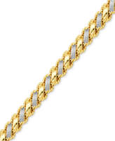 Thumbnail for your product : Macy's Diamond Accent Textured Link Bracelet in 18k Gold over Fine Silver-Plate