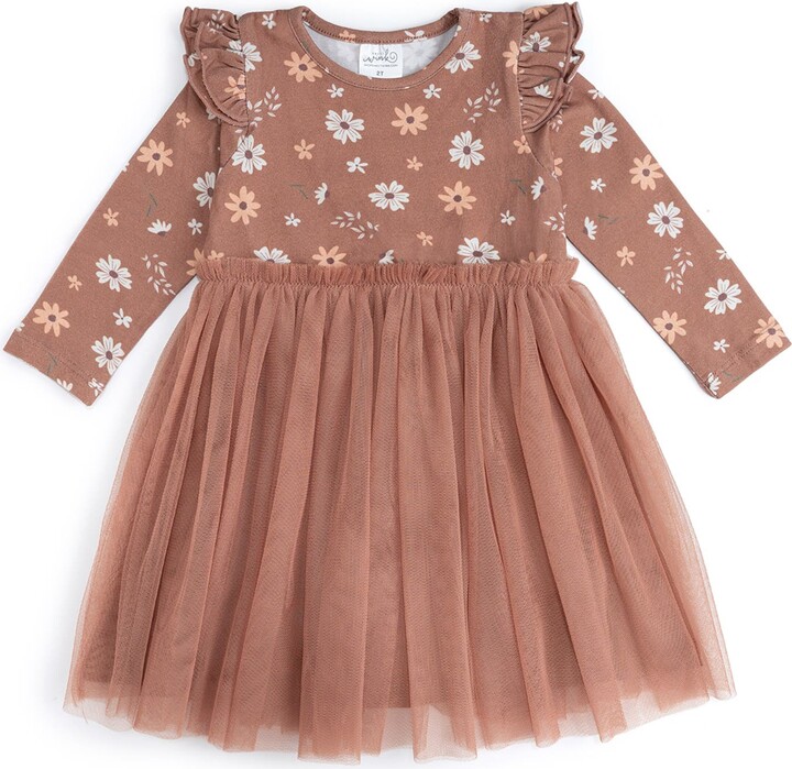Sweet Wink Ditsy Fall Floral Long Sleeve Tutu Dress