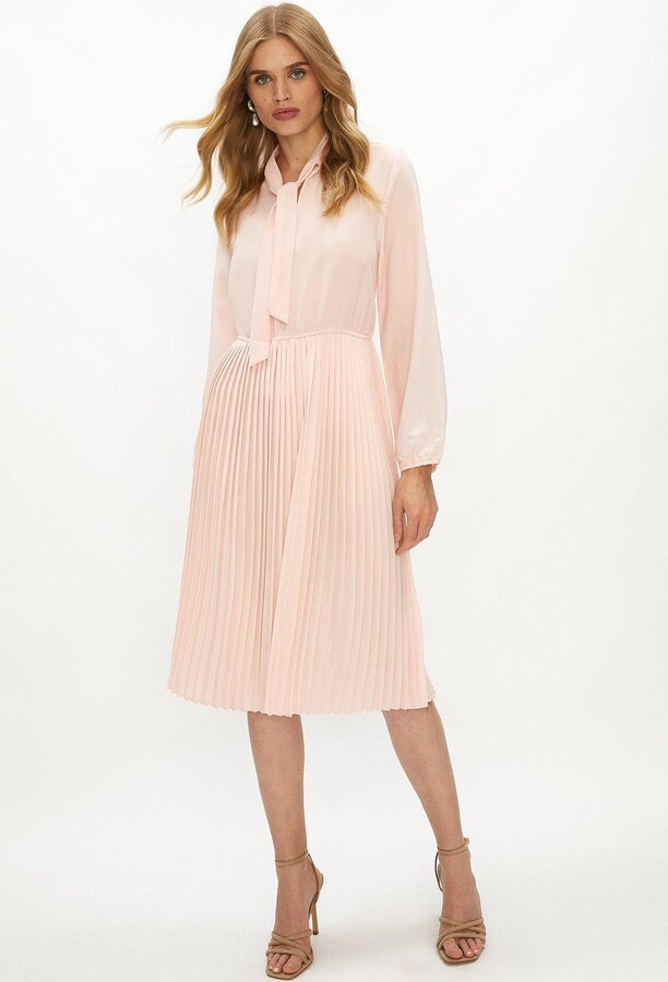 Tie Neck Pleat Shirt Dress ShopStyle