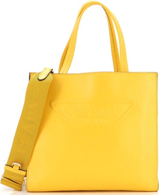 Yellow Prada Printed Vinyl Tote Bag – Designer Revival