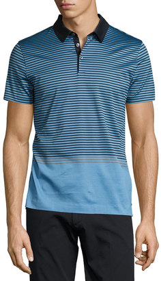 BOSS Contrast-Stripe Polo Shirt, Light Blue