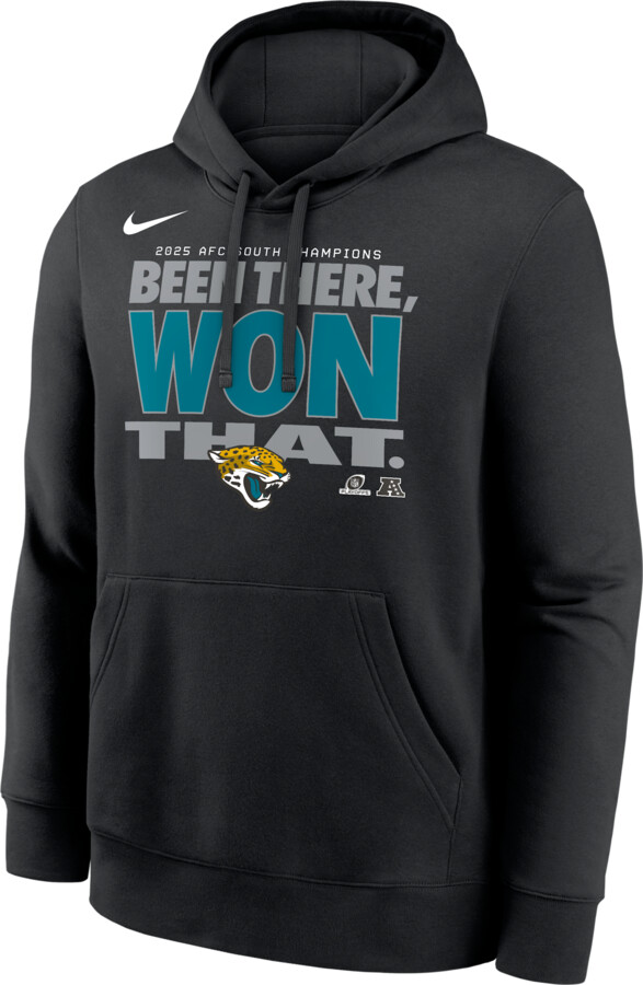 Nike Jacksonville Jaguars 2025 AFC South Champions Trophy Men's NFL Pullover Hoodie in Black | NKDK00A9NZ-KZ5
