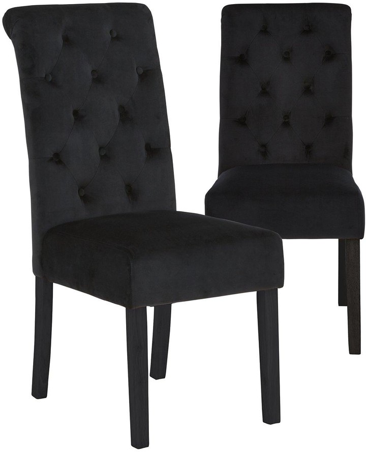 Pair Of Velvet Scroll Back Dining Chairs Black ShopStyle