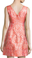 Thumbnail for your product : Aidan Mattox Pineapple Shimmer-Jacquard Fit-And-Flare Dress, Coral