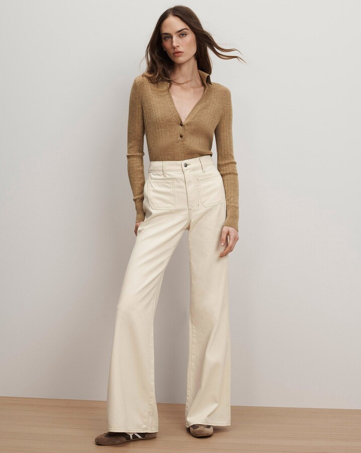 Veronica Beard Kasey Patch-Pocket Wide-Leg Jean